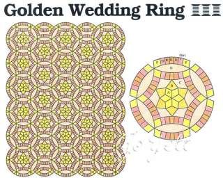 Golden Wedding Ring Quilt Block & Quilt quilting pattern & templates 