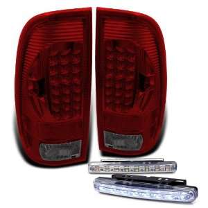   F250 F350 RED Smoke LED Tail Lights + 8 LED Bumper Fog: Automotive