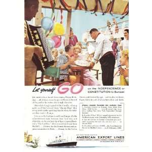 1957 Ad American Export Lines Cruise Birthday Vintage Travel Print Ad