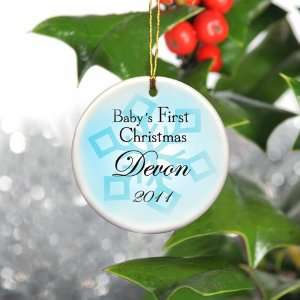   Keepsake: Baby Boys First Christmas Personalized Ornament Style 1