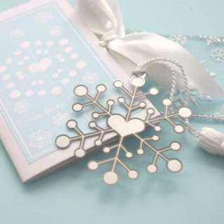 50 Personalized Save the Date Snowflake Bookmarks   Wedding Favors 