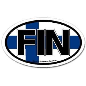  Finland FIN and Finnish Flag Car Bumper Sticker Decal Oval 