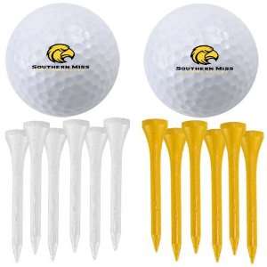  Southern Miss Golden Eagles Two Golf Balls and Twelve Tees 
