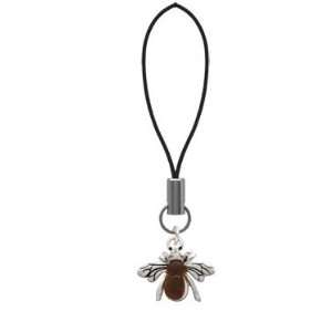  Silver Bee with Amber Resin Body Cell Phone Charm [Jewelry 