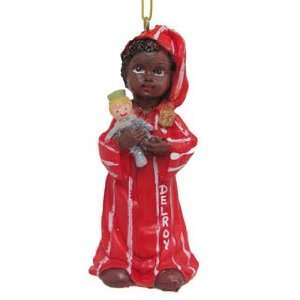 Personalized African American Toddler Boy Christmas Ornament:  