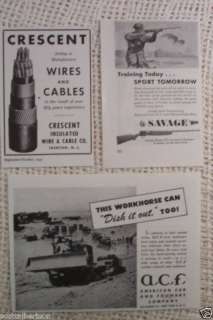 FARQUHAR AXELSON LATHES SAVAGE RIFLE WW2 1945 OLD ADS  