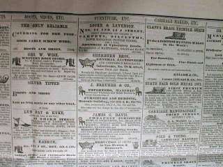 27 consecutive original 1872 Sacramento Daily newspapers CALIFORNIA 