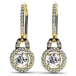  18k Yellow Gold, Designer Style Diamond Circle Earrings, 1 
