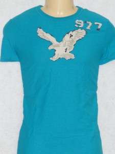 American Eagle Outfitters AEO Mens Turquoise Applique T Shirt New NWT 
