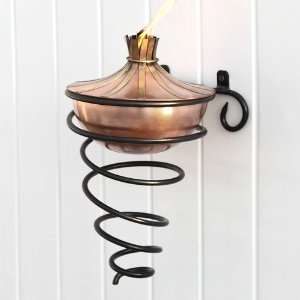  Brass Accented Copper Patio Torch with Spiral Wall Bracket 