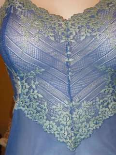 WACOAL Romantic EMBROIDERED FLORAL Blue Mesh Feminine CAMISOLE L 