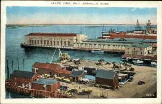 NEW BEDFORD MA State Pier Old Postcard  