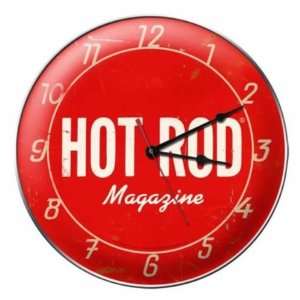  Hot Rod Magazine Vintage Round Metal Clock: Home & Kitchen