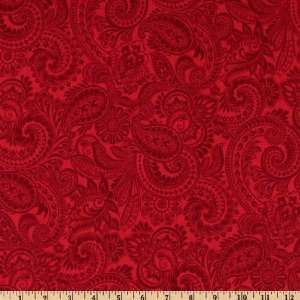  45 Wide Flower Show III Paisley Red Fabric By The Yard 