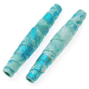  Batik Beauties Fabric Beads Aqua w/ Blue Metallic Accent 1 