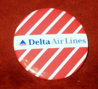 Vintage Delta Airlines Round Button Pin Old Logo Red  