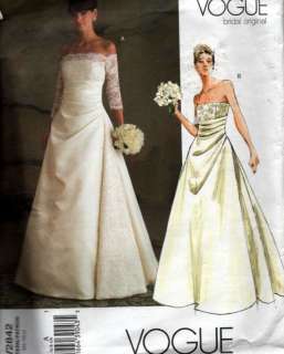 Sewing Pattern Vogue Wedding Strapless Evening Dress  