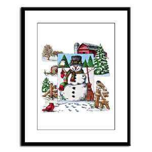 Large Framed Print Christmas Snowman and Cardinals 