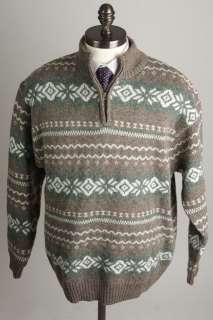 Pendleton Indian Blanket Grey 1/2 Zip L wool mens Sweater NR!  