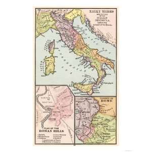 Map of Early Tribes in Italy and the Vicinity of Rome in the Time of 
