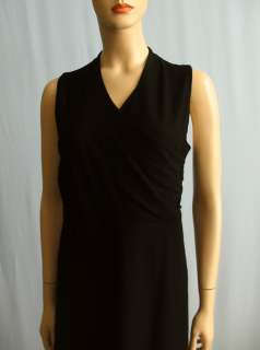 Eileen Fisher Black Faux Wrap Sleeveless Dress S #2478  