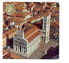 Lucca Italy, Sichele aerial view unused square postcard