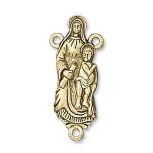  ANTIQUE GOLDPLATE JESUS & MARY ROSARY COMPONENT