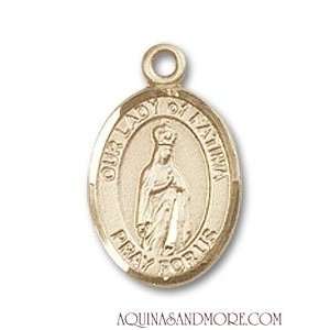  Our Lady of Fatima Small 14kt Gold Medal: Jewelry
