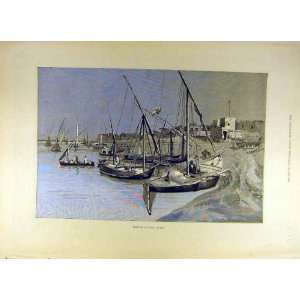   1884 Sketches Egypt Luxor Boats Beach Egyptian Print