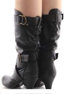 Black Knee High Heel Pump Dress Casual Boot Shoe ALL Sz  