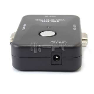 Port 250MHz VGA Video Monitor Splitter Adapter Black  
