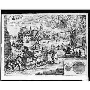  Men operating water pumps during building fire,1662,Georg 