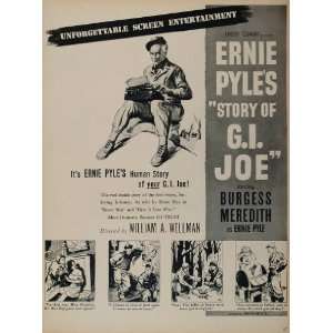  1945 Movie Ad Ernie Pyle G.I. Joe Burgess Meredith WWII 