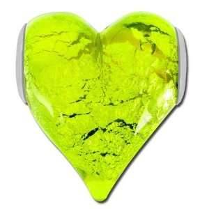  20mm Lime Green Glass Heart Pendant Large Hole Beads Arts 