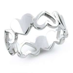   : Bling Jewelry Sterling Silver Open/Solid Heart Band Ring 9: Jewelry