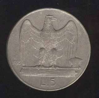 ITALY BEAUTY SCARCE 5 LIRE 1929 SILVER COIN HIGH GRADE  
