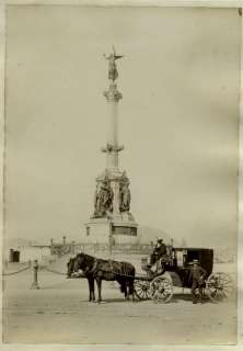 1880s PHOTO PERU LIMA HORSE & CARRIAGE BY MONUMENT  