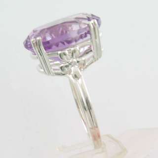 16X12 OVAL NATURAL AMETHYST RING IN SILVER SIZE 7  