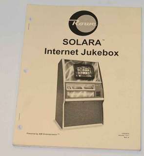 Rowe AMI Solara internet digital jukebox manual, part no. 21822676.