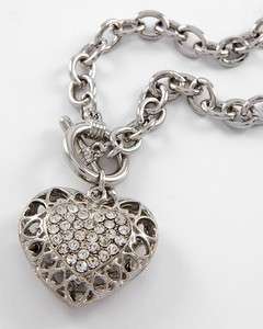   Rhinestone Toggle Closure Heart Necklace or Bracelet Valentines Day