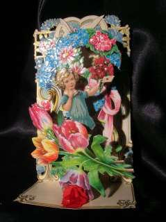 Valentines Day ANTIQUE 3D FOLD OUT Card Valentine Die Cut Embossed 