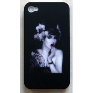 com Chinese Style Girl With Flower Hard Back Skin Case For iPhone 4G 