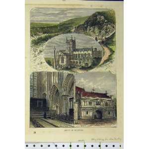   Colour Print Views Malvern Abbey Church Gateway C1850