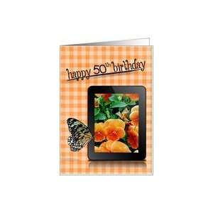 50th birthday, butterfly, pansy, flower Card