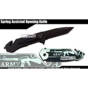   Assisted Opening Tanto Rescue Knife Army M16 Rifle: Sports & Outdoors