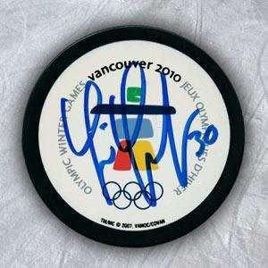  Signed Tim Thomas Puck   2010 Olympic Games   Autographed 