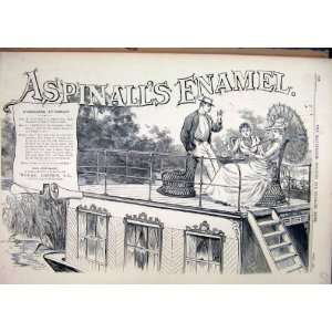  1889 Advert Aspinalls Enamel Man Women River Boat Print 