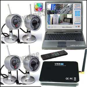 Wireless 4 Video Camera CCTV Home Security USB DVR  