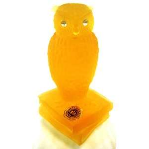  Westmoreland Golden Amber Satin Glass Owl on Two Books 