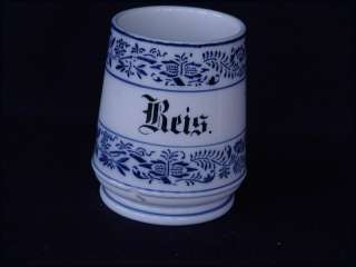 Antique Flow Blue Stencil Canister Germany REIS RICE  